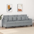 Sofá de 3 Lugares 180 cm Tecido Cinza-claro