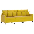 Sofá de 3 Lugares 180 cm Veludo Amarelo