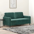 Sofá de 2 Lugares 140 cm Veludo Verde-escuro