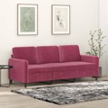 Sofá de 3 Lugares Veludo 180 cm Vermelho Tinto