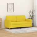 Sofá de 2 Lugares 140 cm Tecido Amarelo-claro