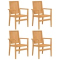 Cadeiras de Jardim Empilháveis 4 pcs 56,5x57,5x91cm Teca Maciça