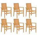 Cadeiras de Jardim Empilháveis 6 pcs 56,5x57,5x91cm Teca Maciça