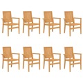 Cadeiras de Jardim Empilháveis 8 pcs 56,5x57,5x91cm Teca Maciça