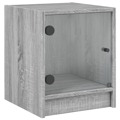 Mesa de Cabeceira C/ Porta de Vidro 35x37x42 cm Cinzento Sonoma