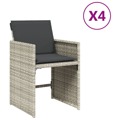 Cadeiras de Jardim com Almofadões 4 pcs Vime Pe Cinzento-claro