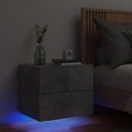 Mesa de Cabeceira de Parede com Luzes LED Cinzento Cimento