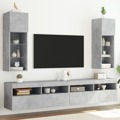 Móveis de Tv com Luzes LED 2 pcs 30,5x30x90 cm Cinzento Cimento