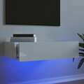 Móvel de Tv com Luzes LED 60x35x15,5 cm Branco Brilhante