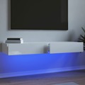 Móveis de Tv com Luzes LED 2 pcs 60x35x15,5 cm Branco Brilhante