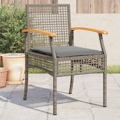 Cadeiras de Jardim com Almofadões 4 pcs Vime Pe/acácia Cinzento