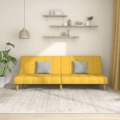 Sofá-cama de 2 Lugares Tecido Amarelo