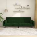 Sofá-cama 2 Lugares com Duas Almofadas Veludo Verde-escuro