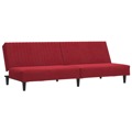 Sofá-cama de 2 Lugares Veludo Vermelho Tinto