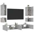 Móveis de Parede para Tv com Luzes LED Cinzento Cimento 6 pcs