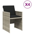 Cadeiras de Jardim com Almofadões 4 pcs Vime Pe Cinzento-claro