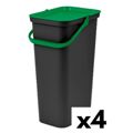 Caixote de Lixo para Reciclagem Tontarelli Moda 38 L Verde (4 Unidades)