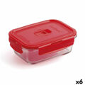 Lancheira Hermética Luminarc Pure Box 19 X 13 cm Vermelho 1,22 L Vidro (6 Unidades)