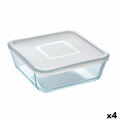 Lancheira Quadrada com Tampa Pyrex Cook & Freeze 2 L 19 X 19 cm Transparente Silicone Vidro (4 Unidades)