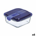 Lancheira Hermética Luminarc Easy Box Azul Vidro (760 Ml) (6 Unidades)
