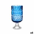 Vaso Lapidado Azul Cristal 13 X 26,5 X 13 cm (6 Unidades)