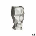 Vaso 3D Face Prateado Poliresina 12 X 24,5 X 16 cm (4 Unidades)