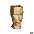 Vaso 3D Face Dourado Poliresina 12 X 24,5 X 16 cm (4 Unidades)