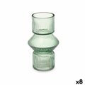 Vaso Riscas Verde Cristal 9,5 X 16,5 X 9,5 cm (8 Unidades)