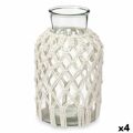 Vaso Branco Tecido Vidro 18,5 X 30,5 X 18,5 cm (4 Unidades) Macramé