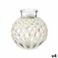 Vaso Branco Tecido Vidro 25 X 26,5 X 25 cm (4 Unidades) Macramé