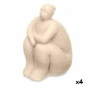 Figura Decorativa Bege Dolomite 18 X 30 X 19 cm (4 Unidades) Mulher Sentado