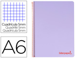 Caderno Espiral A6 Micro Wonder Tapa Plástico 120h 90 gr Cuadro 5mm 4 Bandas Color Violeta
