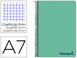 Caderno Espiral A7 Micro Wonder Tapa Plástico 100h 90 gr Cuadro 5mm 4 Bandas Color Verde