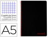 Caderno Espiral A5 Micro Wonder Capa Plástico 120f 90g Quadricula 5mm 5 Bandas 6 Furos Preto