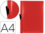 Bolsa Dossier com Clip Lateral Din A4 Vermelho Translúcido 60 Folhas