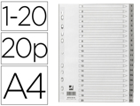 Separador Numerico Q-connect Plástico 1-20 Conjunto de 20 Separadores Din A4 Multiperfurados