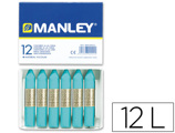 Lápis de Cera Manley Unicolor Azul Turquesa Caixa de 12 n.16