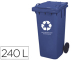 Contentor de Lixo Q-connect Plástico com 2 Rodas Cor Azul com Capacidade para 240 Litros