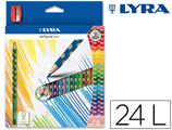 Lápis de Cores Lyra Groove Slim Triangular Minas de 3,3 mm Caixa de 24 Cores + Apara Lapis