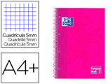 Caderno Espiral Oxford Ebook 1 Capa Extradura Din A4+ 80 F Quadricula 5 mm Rosa Framboesa Touch