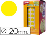 Etiquetas Apli Autoadesivas Circulares 20 mm Amarelo em Rolo