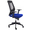 Cadeira de Escritorio Rocada com Bracos Forrada em Tecido Azul e Encosto em Polimero Preto