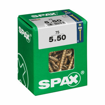 Caixa de Parafusos Spax Yellox Madeira Cabeça Plana 75 Peças (5 X 50 mm)