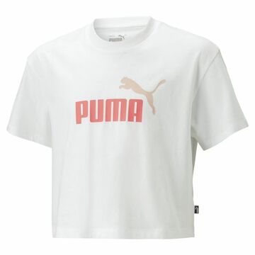 Camisola de Manga Curta Infantil Puma Logo Cropped Branco 5-6 Anos