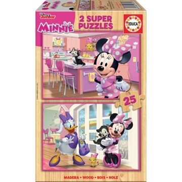 Set de 2 Puzzles Minnie Mouse Me Time 25 Peças 26 X 18 cm