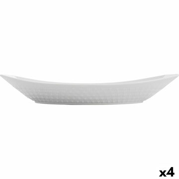 Recipiente de Cozinha Quid Gastro Cerâmica Branco (39,5 X 19 X 8 cm) (4 Unidades)