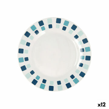 Prato de Sobremesa Quid Simetric Azul Cerâmica 19 cm (12 Unidades)