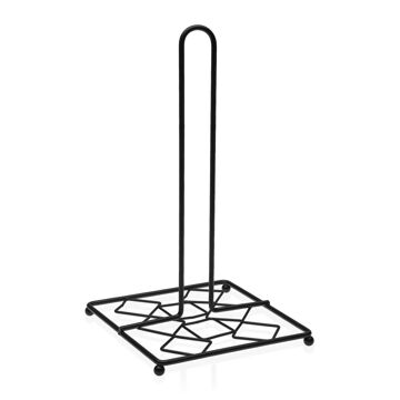 Suporte para Rolos de Papel de Cozinha Versa Preto Metal Aço (16 X 28,5 X 16 cm)