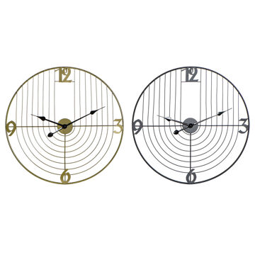 Relógio de Parede Dkd Home Decor Preto Dourado Metal (60 X 3 X 60 cm)