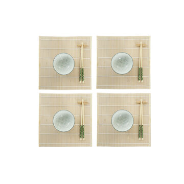 Conjunto de Sushi Dkd Home Decor Verde Bambu Grés (14,5 X 14,5 X 31 cm)